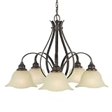 Murray Feiss F2050/5GBZ Morningside Five-Light Chandelier, Grecian Bronze with Cream Snow Glass Shades