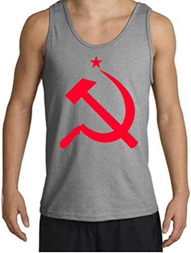Mens Red Hammer And Sickle Russia Sports Grey Tank Top Med