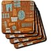 Lee Hiller Designs 50s Retro Print - Retro 50s Atomic Tiki Print Bronze Turquoise - Coasters