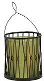 Tag Deco Wire Lantern with Powder-Coated Finish and Green Frosted Glass, 5