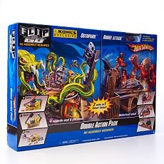 Hot Wheels Double Action Pack Octopark and Robot Attack Flip N Go Playsets by 
