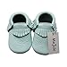 Mejale Baby Soft Soled Leather Moccasin Tassel Slip on Infant Toddler Shoes Pre-Walker(Sky Blue,3-6 Months)