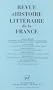 Revue D Histoire Litteraire De La France