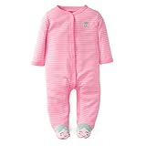カーターズ（Carter's)【2014春夏】女の子ピンクボーダーいちごちゃん足つきカバーオール N'B 55cm 出産祝い,足付ロンパース,イチゴパジャマ [並行輸入品]