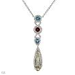 Necklace With 10.35ctw Precious Stones - Genuine Amethyst, Clean Diamonds, Garnet and Topazes Well Made in 14K Two tone Gold. Total item weight 12.2g Length 18in