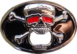 RED-EYED SKULL AND CROSSBONES Metal Bottle Opener Belt Buckle