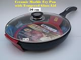 Ceramic Marble Coated Non Stick Cast Aluminium Fry Pan with Lid, 26 cm (10 inches)