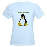 Linux Rocks Women's Pink T-Shirt Penguin Women's Light T-Shirt by CafePress