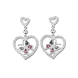 14K White Gold 1/3 ct. Diamond with 0.13 ct. Sapphire and 0.12 ct. Ruby Butterfly Earrings