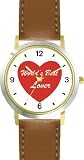 4117b4jmu2L. SL160  Red Heart   Worlds Best Lover   Love & Friendship Theme   WATCHBUDDY® DELUXE TWO TONE THEME WATCH   Arabic Numbers   Brown Leather Strap Size Large