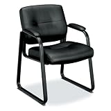 Basyx VL693SP11 VL690 Series Guest Leather Chair, Black Leather