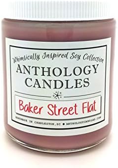 Baker Street Flat Candle - Anthology Candles, Sherlock Candle, Scented Soy Candle, 8oz Jar