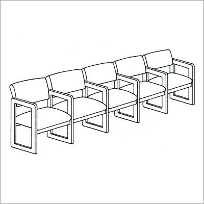 Lesro C5103G Classic Series 5 Seat Sofa with Center Arms (open back)