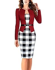 Long Sleeves Cotton Belted Vintage Party Dress/Midi Dress 