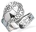 Sterling Silver, Floral Spoon Ring Oxidized- Adjustable Size