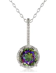 Sterling Silver Diamond and Green Mystic Topaz Pendant Necklace, (0.03 cttw, G-H Color, I3 Clarity), 18"