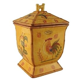 Rooster Cookie Jar Bamboo Sunflowers