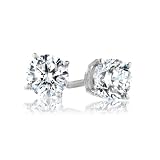 18k White Gold, Round, Diamond 4-Prong Stud Earrings (1/2 cttw, H-I Color, SI1-SI2 Clarity)