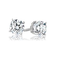 18k White Gold, Round, Diamond 4-Prong Stud Earrings (1/2 cttw, H-I Color, SI1-SI2 Clarity)