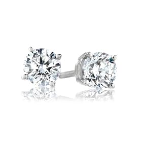 18k White Gold, Round, Diamond 4-Prong Stud Earrings (1/2 cttw, H-I Color, SI1-SI2 Clarity)