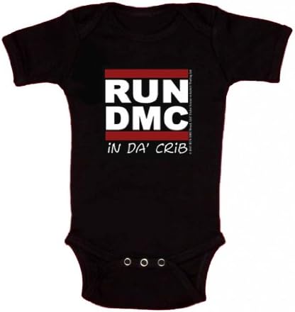 Yaya Rocks Unisex Baby Run Dmc "In Da Crib" Black S/S Onesie 12-18 Months