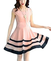 Striped Print Bubble Dress Short  Dress