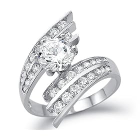 Size- 4 - Solid 14k White Gold Solitaire Round CZ Cubic Zirconia Large Engagement Ring 3.5 ct