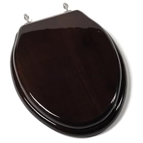 Comfort Seats C1B1E-18BN Designer Solid Wood Toilet Seat with PVD Brushed Nickel Hinges, Elongated, Dark Brown by Comfort Seats
