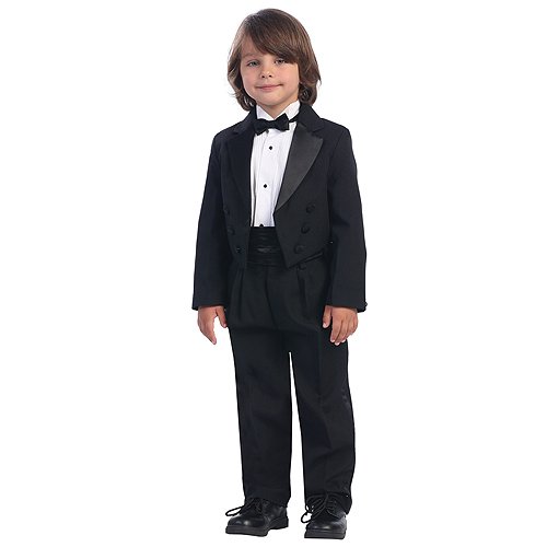 Boys Black Special Occasion Formal Wedding Tuxedo Suit Set 4-14