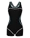 ReliBeauty Womens Boy-Leg One Piece Swimsuit (6-8, Black-2)