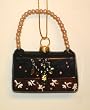 Fashion Avenue Black Glass & Pearl Stylish Lady Purse Handbag Christmas Ornament