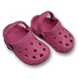 Infant Toddler Girl's Pink Clogs with Heart Shaped Perforations