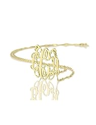 14k Gold Monogram Necklace Personalized Name Necklace Initial Necklace