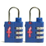 Set of Two 3 Dial Light Weight Safeskies TSA Accepted Combination Locks Bold Blue