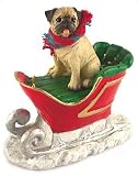 Pug Brown Dog Sleigh Christmas Ornament