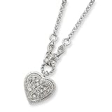Sterling Silver CZ Heart Necklace - 16 Inch