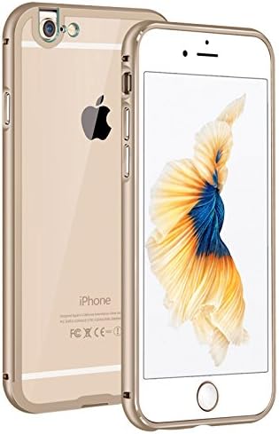 iPhone 6 Plus/6s Plus Case, Aluminum Alloy Seamless Dustproof Waterproof U Type Clear Cover for iPhone 5.5 Inch Gold