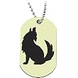 Glow in the Dark Howling Wolf Dog Tag Necklace