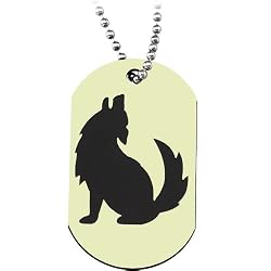 Glow in the Dark Howling Wolf Dog Tag Necklace