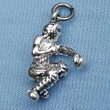 SOFTBALL CATCHER CHARM - PEWTER