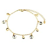 Pugster Golden Circle Ankle Bracelet Anklet Swarovski Crystal Lobster Clasp