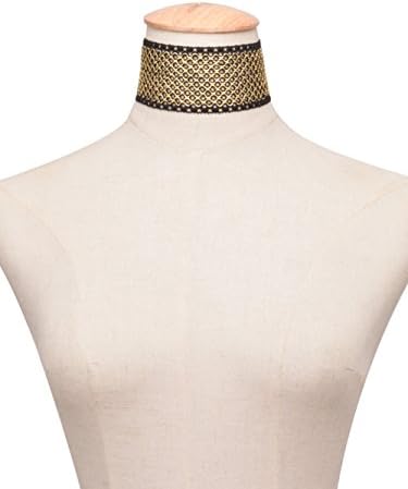 Girls Handmade Retro Exaggerated Luxury Black Golden Color Lace Choker Necklaces