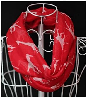 Nexxgen Fashion Infinity Scarfs for Women 50 Styles Animal Print American Flag (Giraffe- Red)