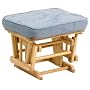 Stork Craft Matching Ottoman For Sleigh Glider in Natural With Blue Cushion