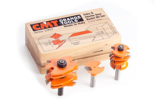 CMT 80052711 3-Piece Entry and Interior Door Router Bit Set 1-34-Inch and 1-38-Inch Doors 12-Inch Shank