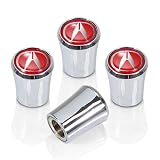 Acura Red Logo 4 Chrome Tire Stem Valve Caps, Official Licensed by Unknown