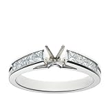 14k White Gold Channel Set Princess Diamond Engagement Ring Setting (1/2 ct tw, I, I1)