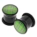 Green Acrylic Single Flared Plugs with Plaid Pattern and "O" Ring - 6G - Sold as a Pair