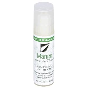 Better Botanicals Ayurvedic Lip Balm, with Kokum Butter, Mango, .15 oz Bottles, (Pack of 6)