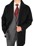 IMAGE OF Mens Italian Wool Short Overcoat Single Breasted Modern Italian Topcoat Super Soft Wool Coat Jet Black